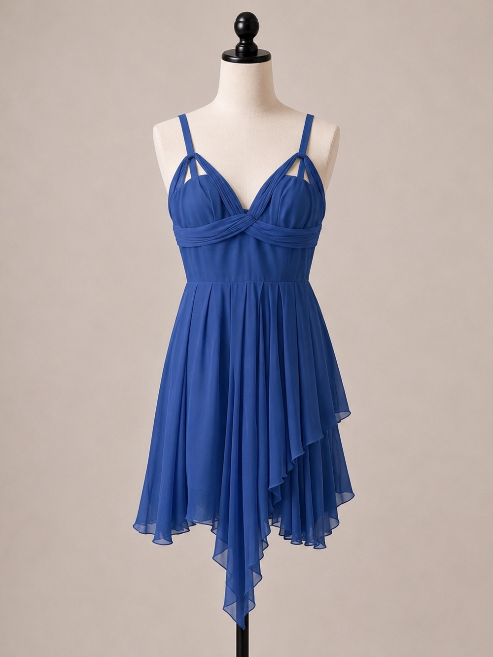 Sleeveless Navy Chiffon Halter Camisole Dress